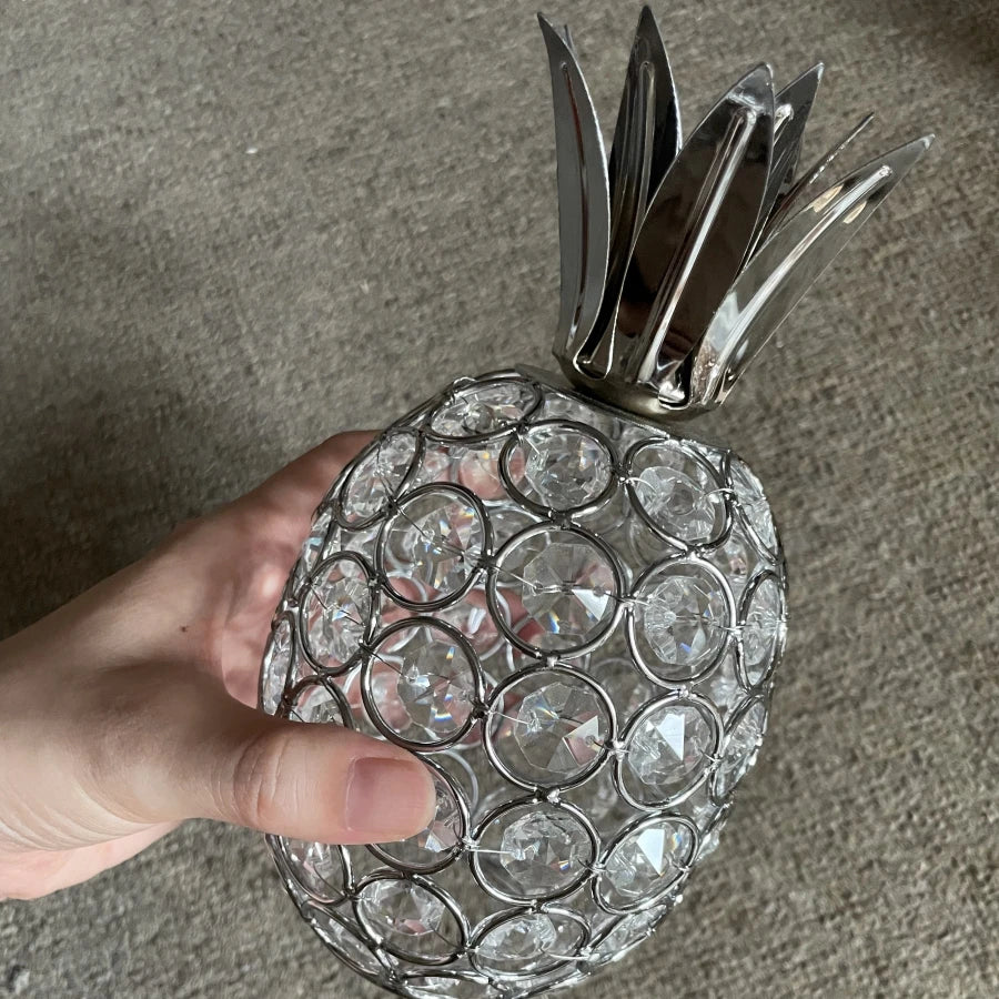 Gold crystal pineapple tabletop centerpiece by MC THE BLACK DIAMOND, decorative home decor with sparkling crystal accents.