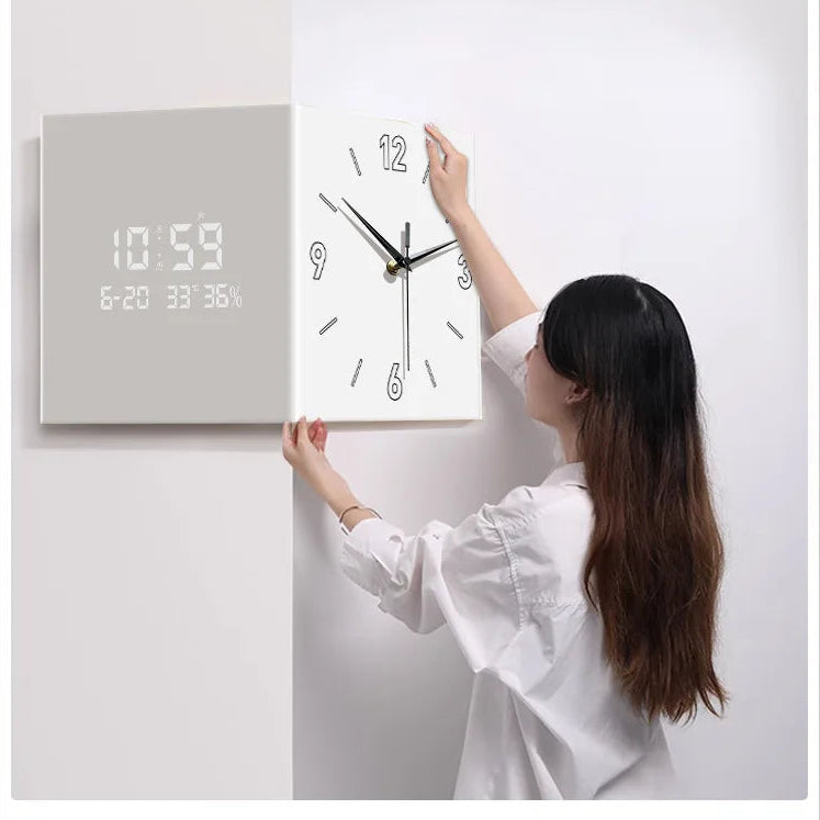 Modern double-sided electronic living room corner clock with perpetual calendar, wall decor by 𝕄𝕔 𝕋𝕙𝕖 𝔹𝕝𝕒𝕔𝕜 𝔻𝕚𝕒�