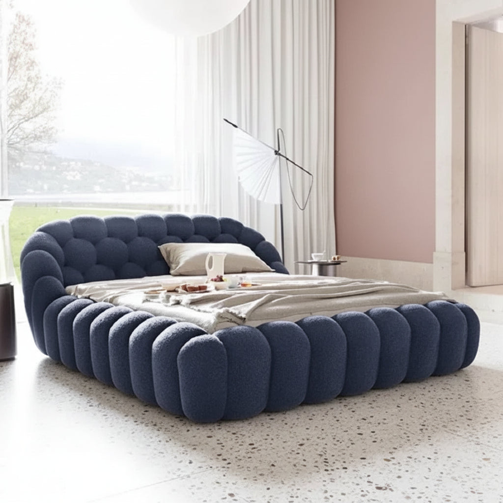 Modern double platform bed by MC THE BLACK DIAMOND with a sleek frame and stylish bedroom setting.