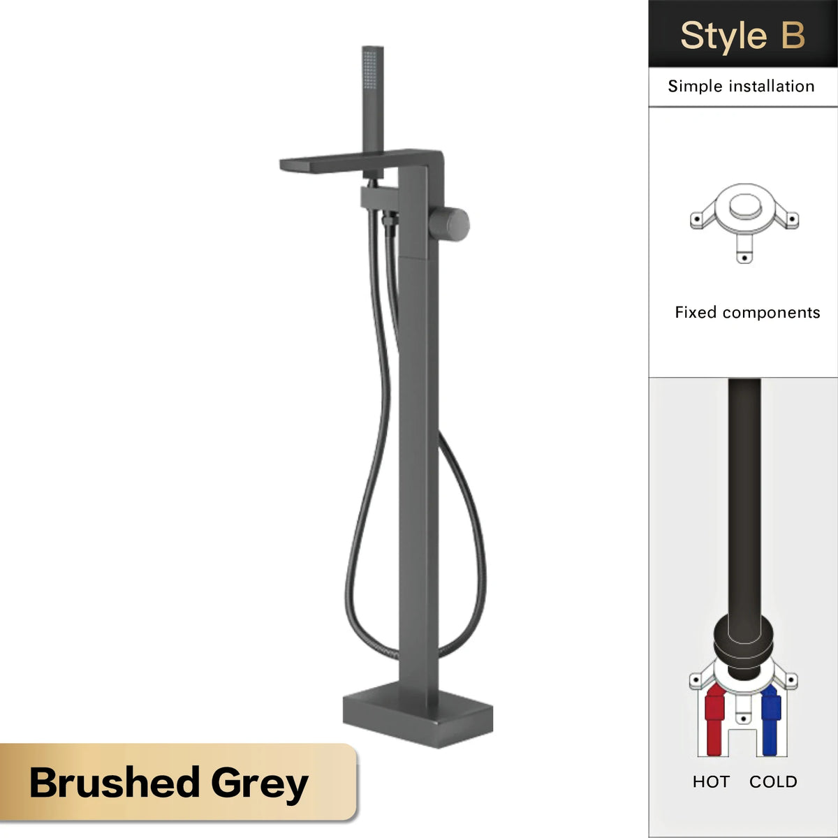 MC THE BLACK DIAMOND bathtub and shower faucet with hot and cold water embedded design and simple mixer for bath and shower use.