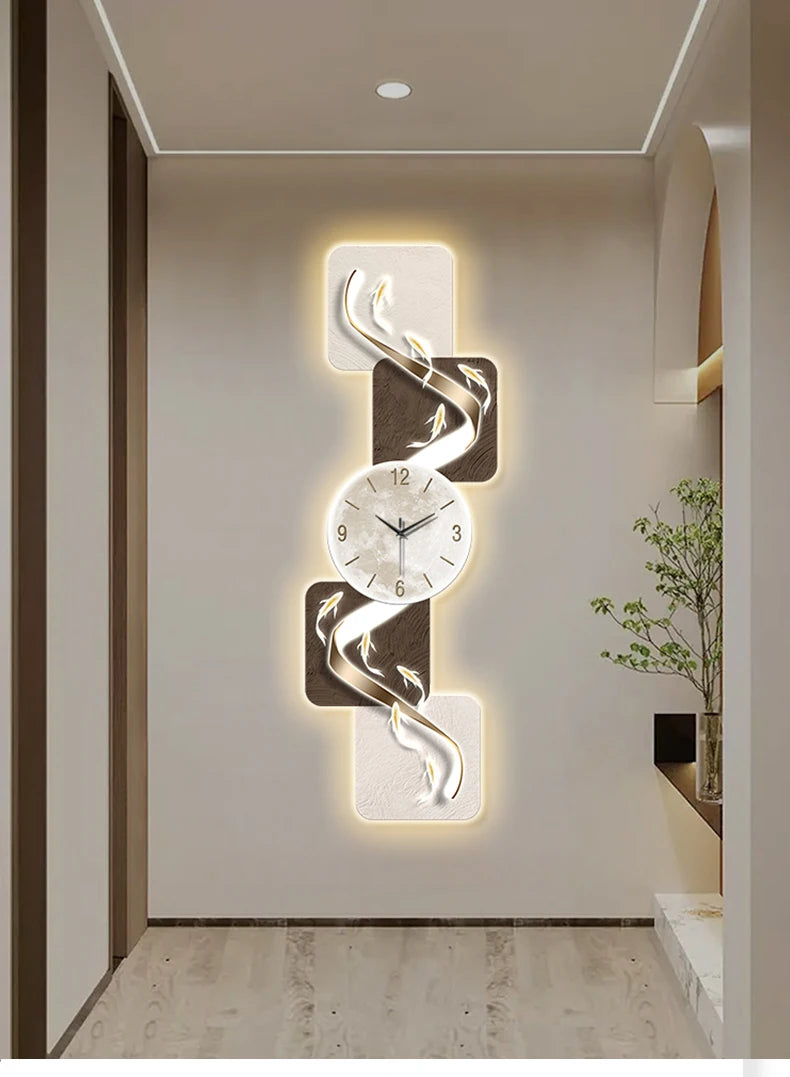 Modern wall clock featuring nine fish design by 𝕄𝕔 𝕋𝕙𝕖 𝔹𝕝𝕒𝕔𝕜 𝔻𝕚𝕒𝕞𝕠𝕟