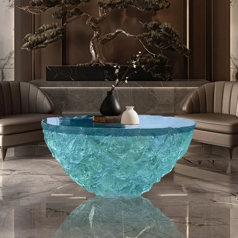 Creative transparent resin coffee table by MC THE BLACK DIAMOND featuring a sleek modern design and clear resin surface.
