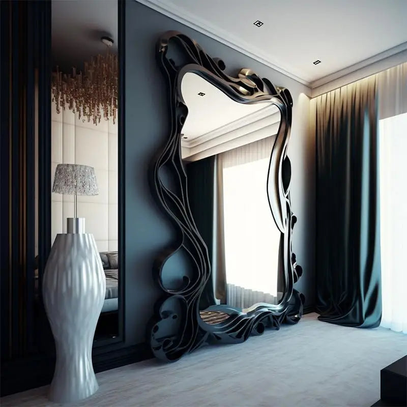 Full-length bedroom mirror by MC THE BLACK DIAMOND, full body aesthetic mirror for home decor and room decoration.