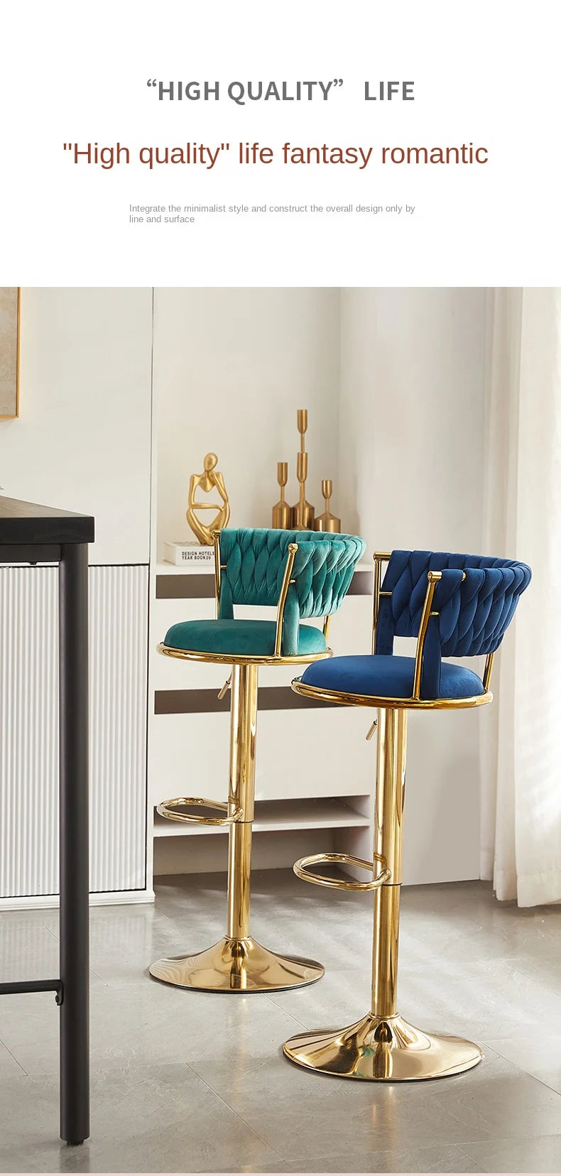 Adjustable MC THE BLACK DIAMOND Nordic high foot stool chair with modern design, suitable for bar or counter seating.