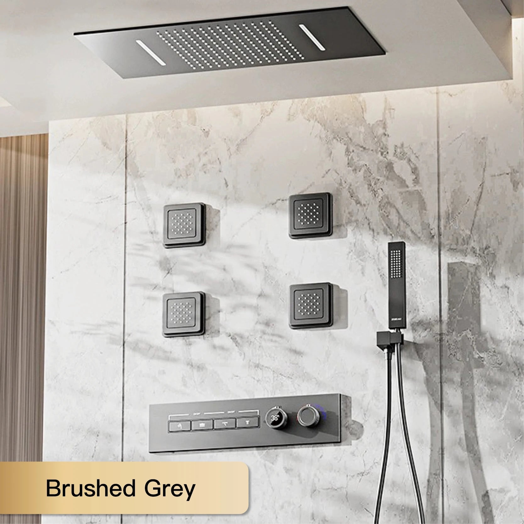 MC THE BLACK DIAMOND LED digital display shower system with dual hot and cold controls and modern design