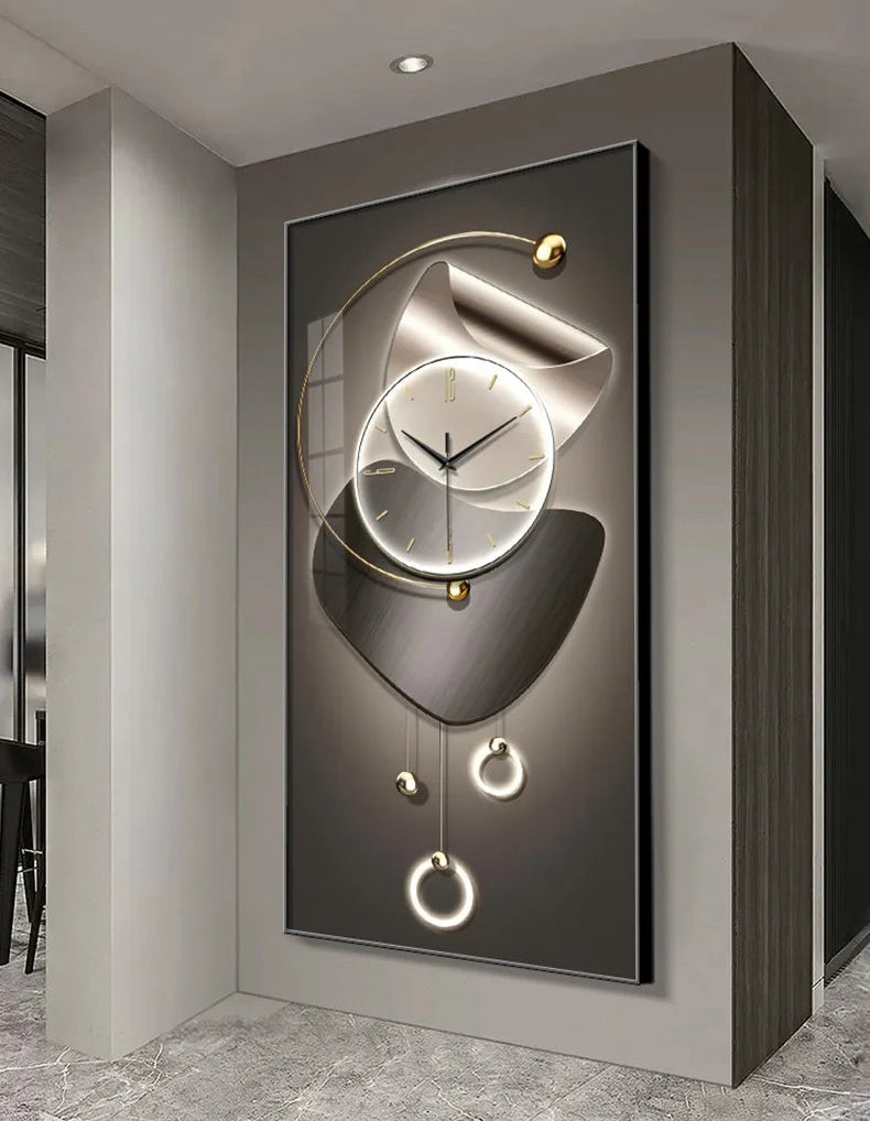 Modern black wall clock by MC THE BLACK DIAMOND, stylish design for living rooms and corridors, with a sleek round face and minimalist hands.