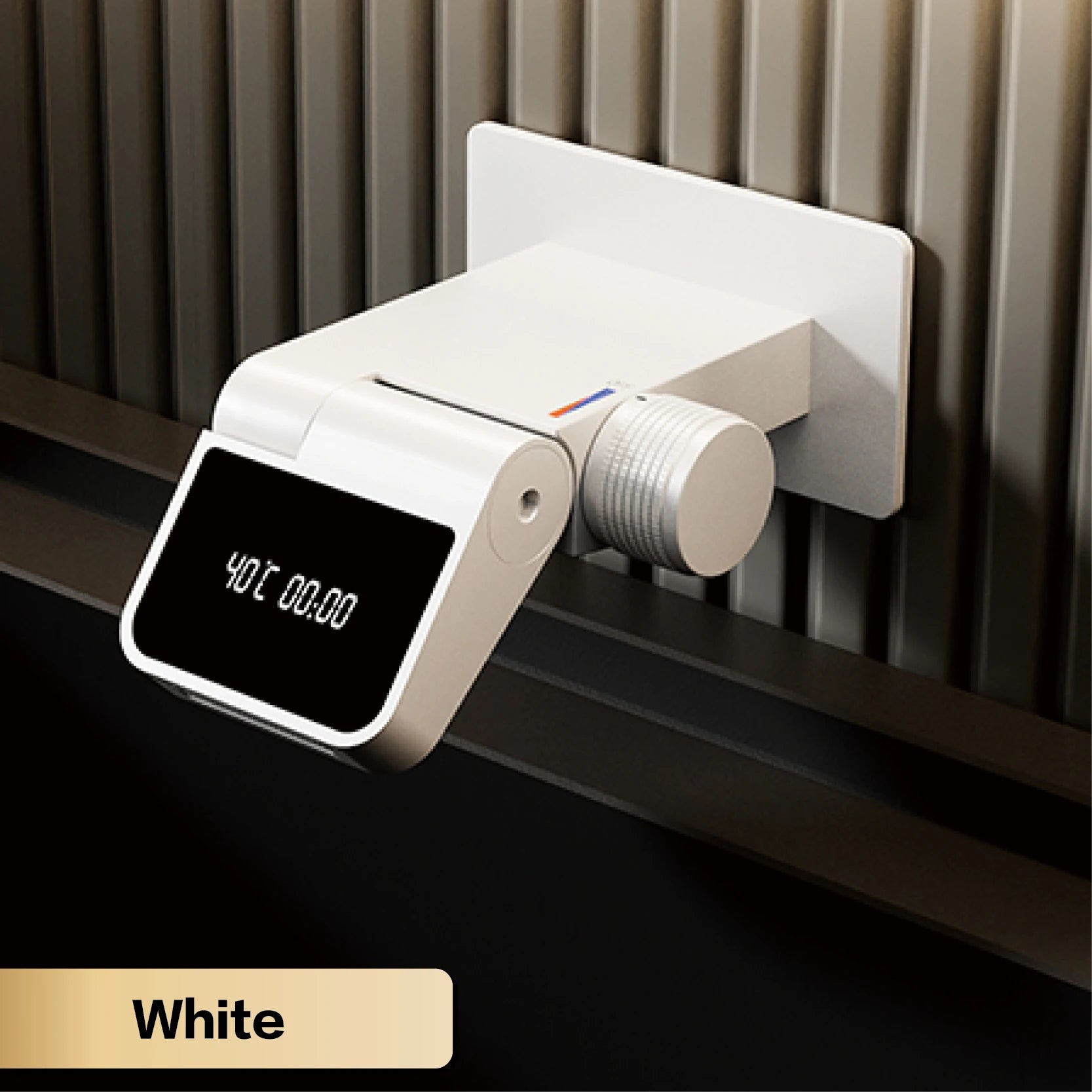 Luxury brass wall-mounted bathroom sink faucet with LED display, hot and cold dual control, white finish from 𝕄𝕔 𝕋𝕙𝕖 𝔹𝕝𝕒𝕔𝕜 𝔻𝕚