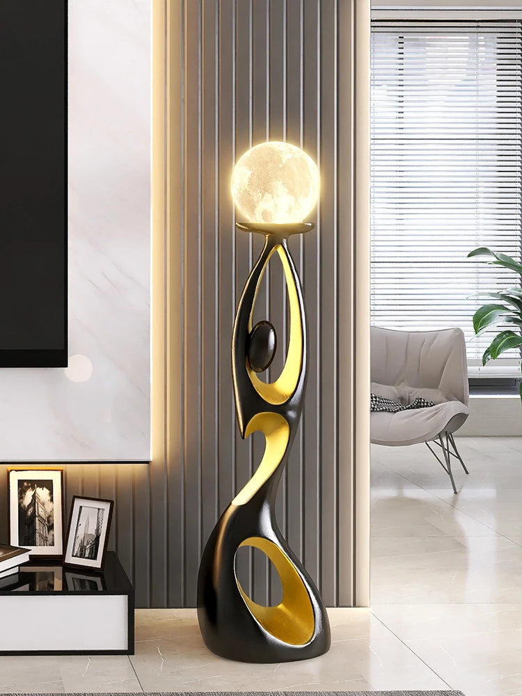 Resin abstract sculpture on a living room TV cabinet, modern black home decor by 𝕄𝕔 𝕋𝕙𝕖 𝔹𝕝𝕒𝕔𝕜 𝔻𝕚𝕒�