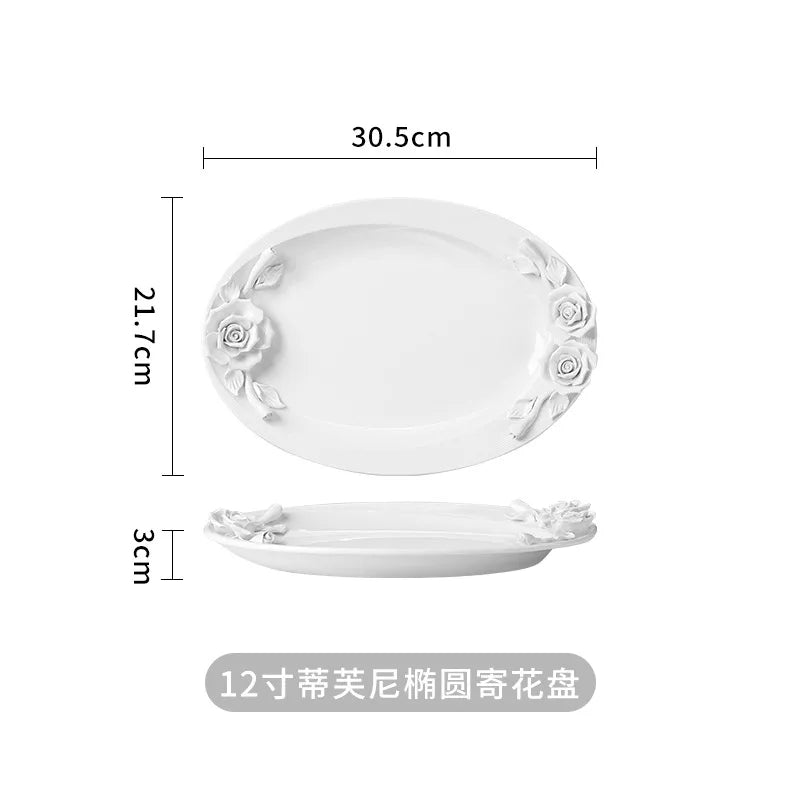 European Relief hand-held flower bowl, ceramic plate, cup, and tableware set for home tea, by 𝕄𝕔 𝕋𝕙𝕖 𝔹𝕝𝕒𝕔𝕜 𝔻�