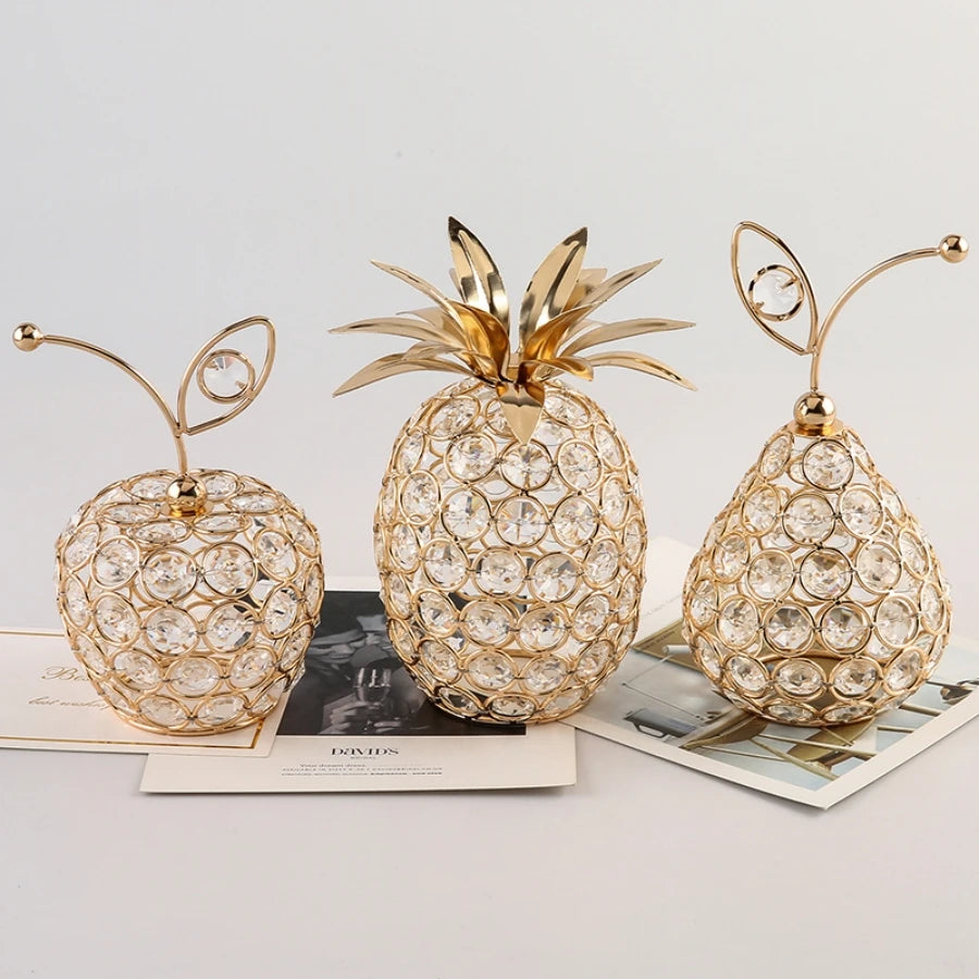 Gold crystal pineapple tabletop centerpiece by MC THE BLACK DIAMOND, decorative home decor for elegant table accents.