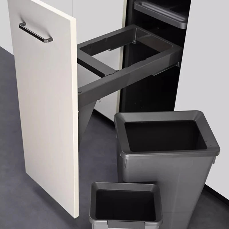 MC THE BLACK DIAMOND hidden trash can with lid, compact garbage bin for food waste disposal in kitchens.