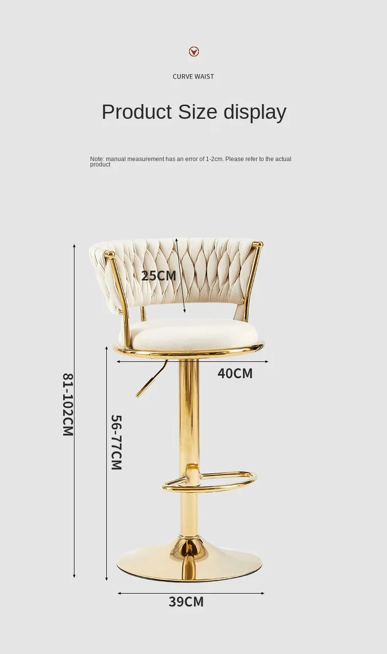 Adjustable MC THE BLACK DIAMOND Nordic high foot stool chair with wooden legs and modern design.