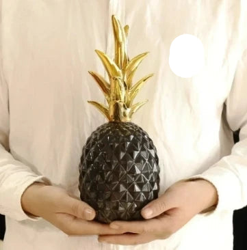Golden ceramic pineapple home decor by MC THE BLACK DIAMOND, elegant light luxury decorative piece for stylish interiors.