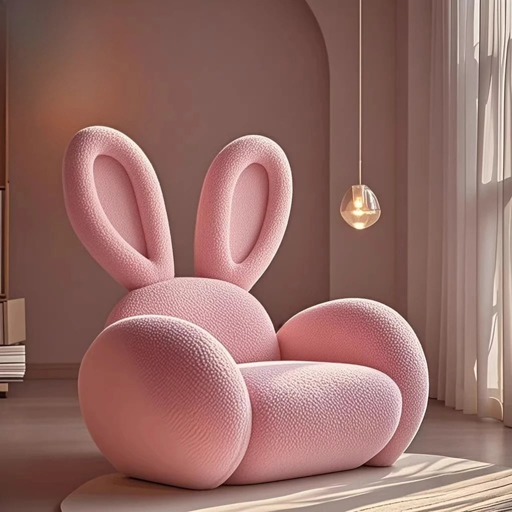 Cream Wind Creative Rabbit fabric sofa by MC THE BLACK DIAMOND, showcasing plush cushions and stylish rabbit-themed design.
