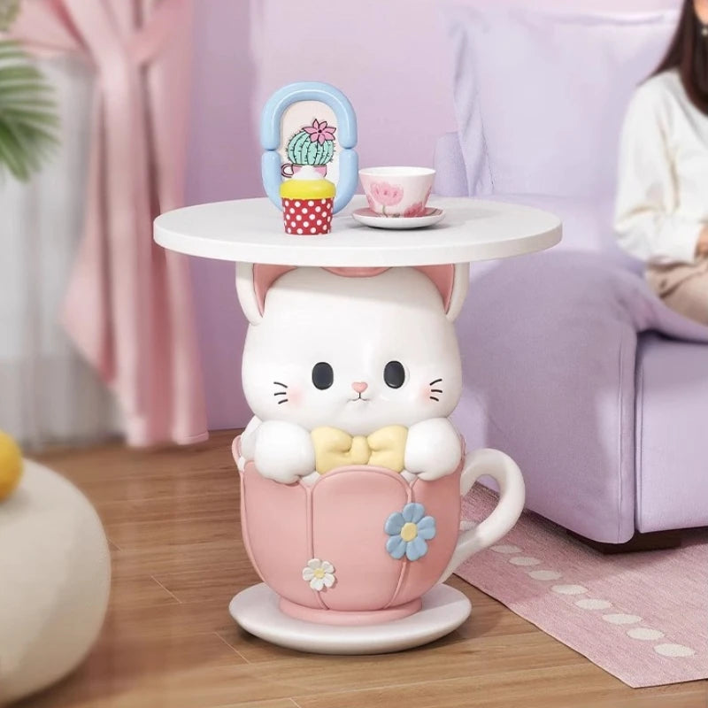 Kawaii room decor coffee table by MC THE BLACK DIAMOND, featuring a cute, compact end table with playful design elements.