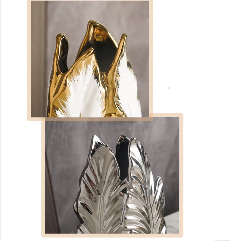 Luxury gold painted ceramic home decor piece by MC THE BLACK DIAMOND, personalized living room decoration for TV cabinets.