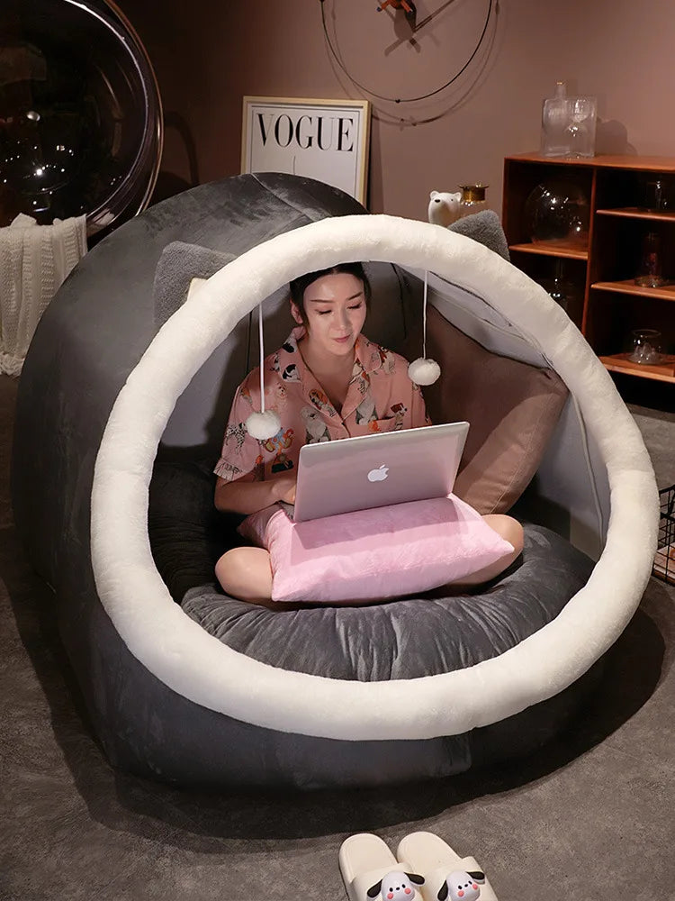 Cute oversized plush tent cozy house for adults and children, ideal for home decor, by MC THE BLACK DIAMOND.