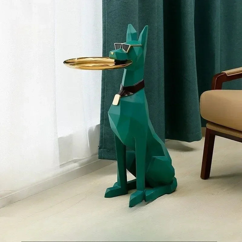 High-grade resin gentleman dog figurine from MC THE BLACK DIAMOND, a decorative guardian dog floor ornament for home decoration.