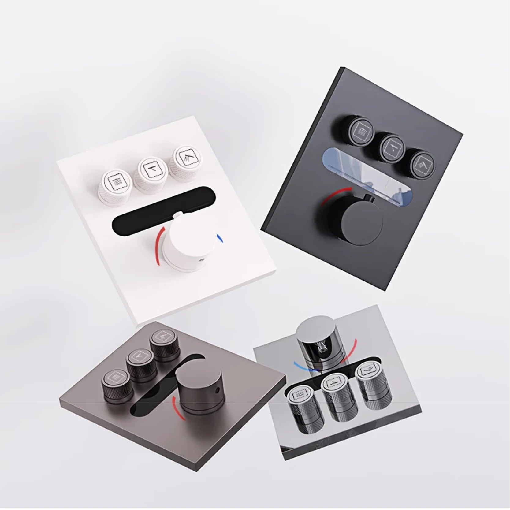 MC THE BLACK DIAMOND shower system with ceiling-mounted bath mixer for hot and cold water, sleek modern design.
