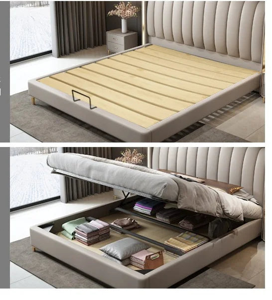 King size upholstered bed by MC The Black Diamond, showcasing a stylish, comfortable bedroom furniture piece with a padded headboard.