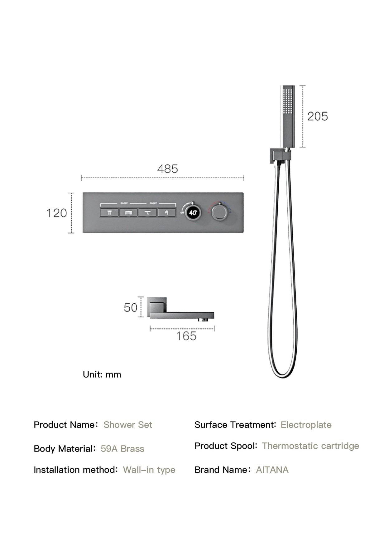 Wall-mounted luxury black brass shower system from 𝕄𝕔 𝕋𝕙𝕖 𝔹𝕝𝕒𝕔𝕜 𝔻𝕚𝕒𝕞𝕠𝕟
