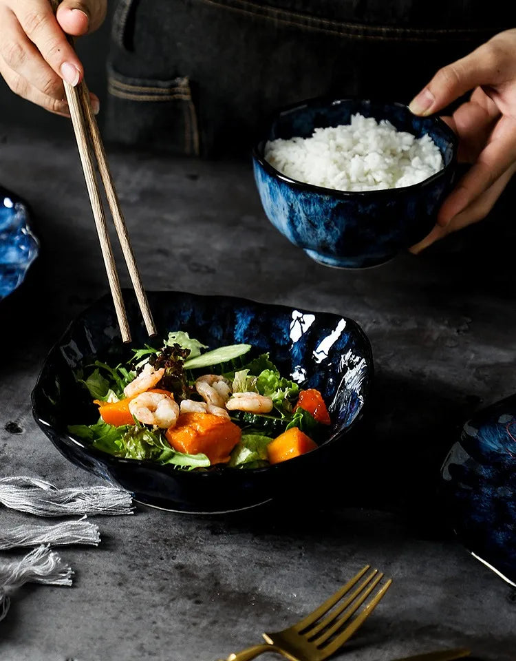 Creative kiln-change ceramic bowl and plate set by 𝕄𝕔 𝕋𝕙𝕖 𝔹𝕝𝕒𝕔𝕜 𝔻𝕚𝕒𝕞𝕠�