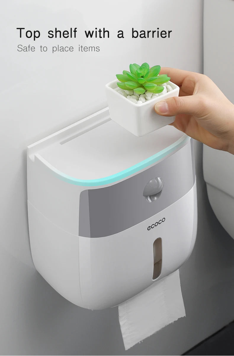 Plastic portable toilet paper holder with waterproof double-layer design, bathroom storage box, by 𝕄𝕔 𝕋𝕙𝕖 𝔹𝕝𝕒𝕔𝕜 𝔻𝕚𝕒�