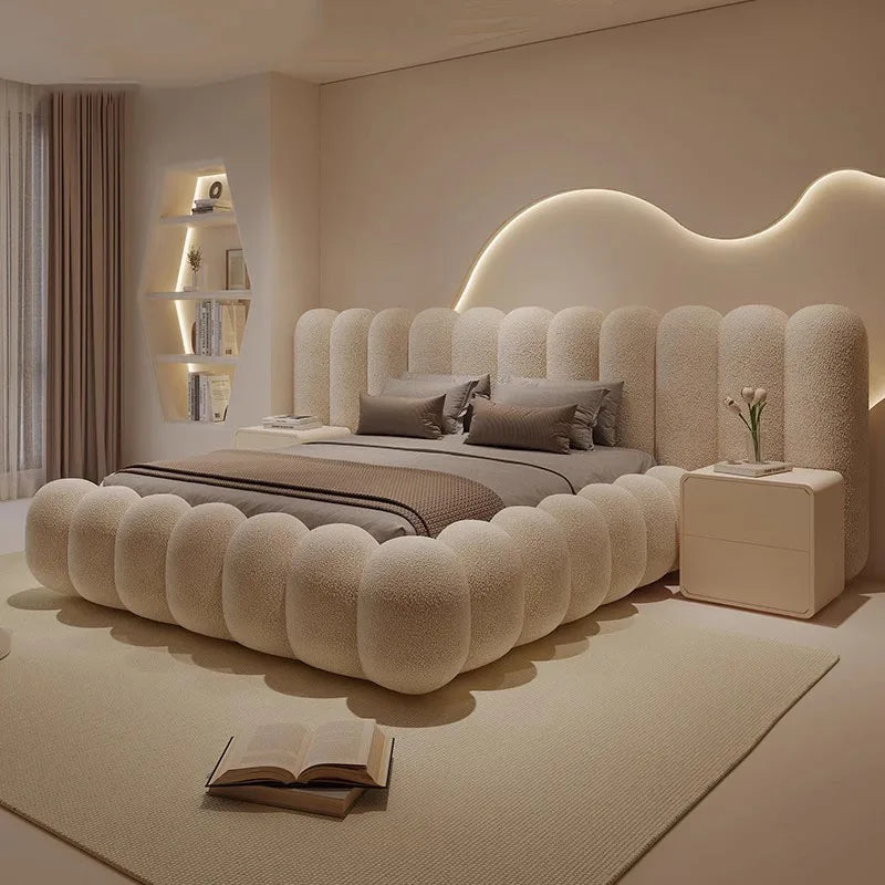 Large comfortable MC THE BLACK DIAMOND bed with plush bedding and cozy pillows in a modern bedroom setting.