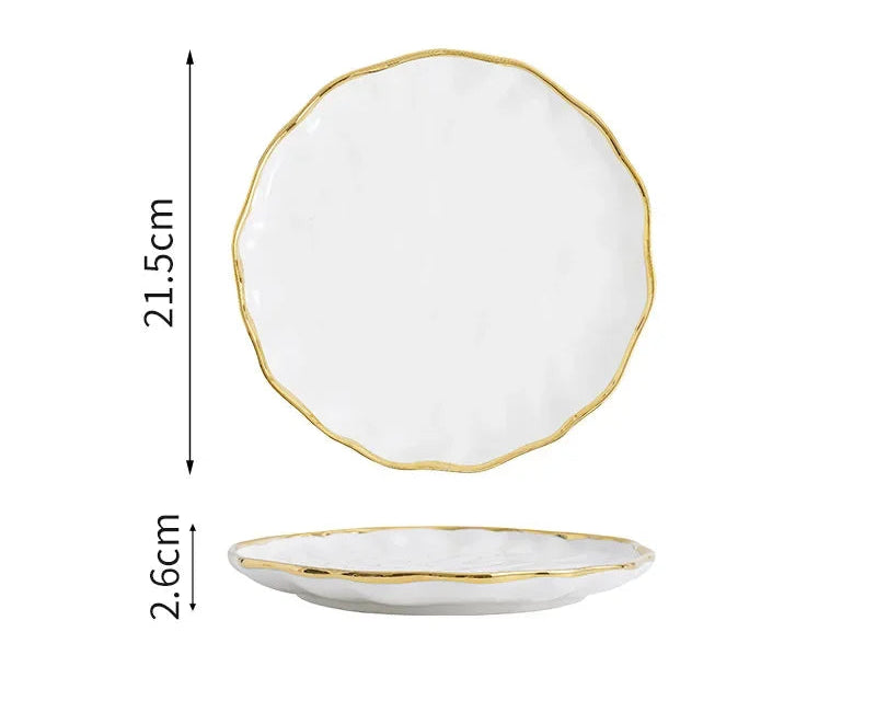 Elegant ceramic dinnerware set from MC THE BLACK DIAMOND, featuring stylish light luxury household tableware with plates and bowls.
