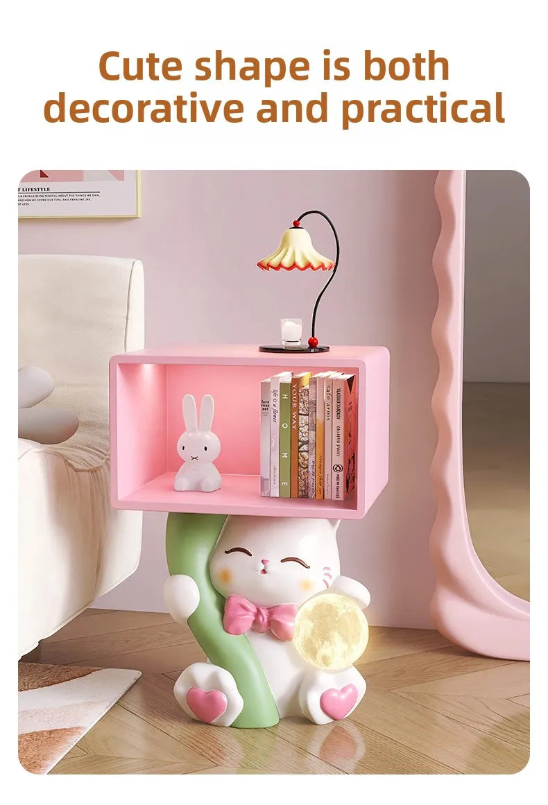 Cute cartoon cat figurine bedside table for nightstands by 𝕄𝕔 𝕋𝕙𝕖 𝔹𝕝𝕒𝕔𝕜 𝔻𝕚𝕒𝕞𝕠