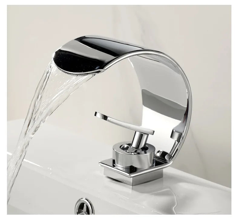 Black and white hot and cold water hydrant iron bathroom sink faucet by MC The Black Diamond, suitable for bath sinks.