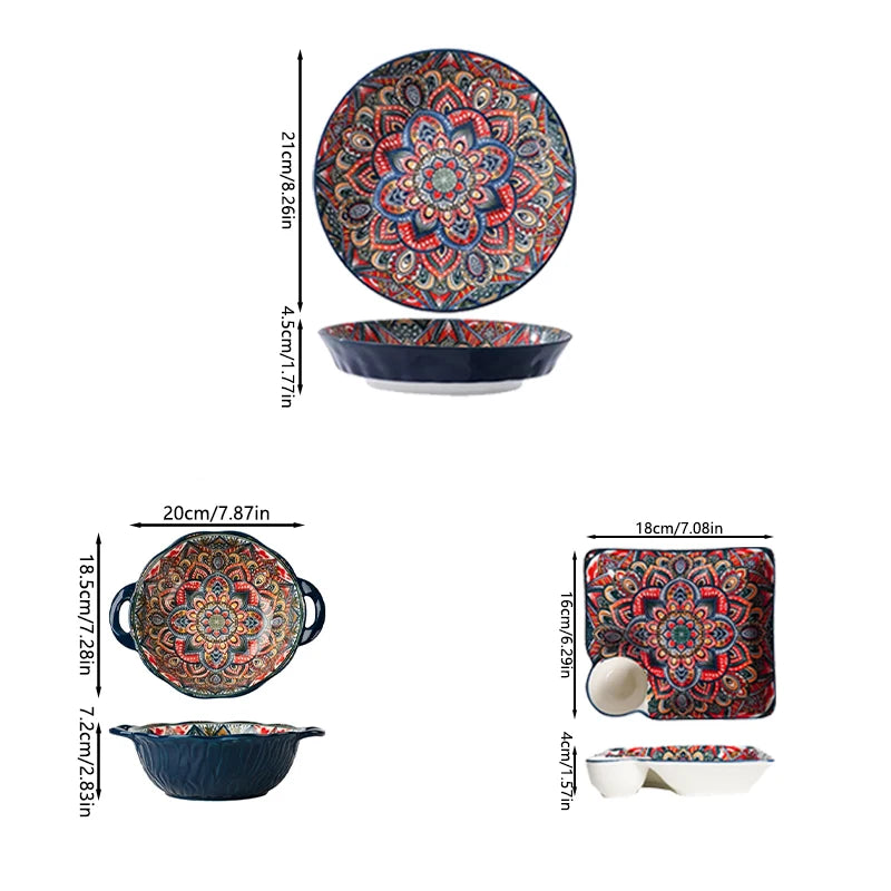 Bohemian ceramic dinnerware set by MC THE BLACK DIAMOND featuring a unique floral pattern and elegant tableware design.