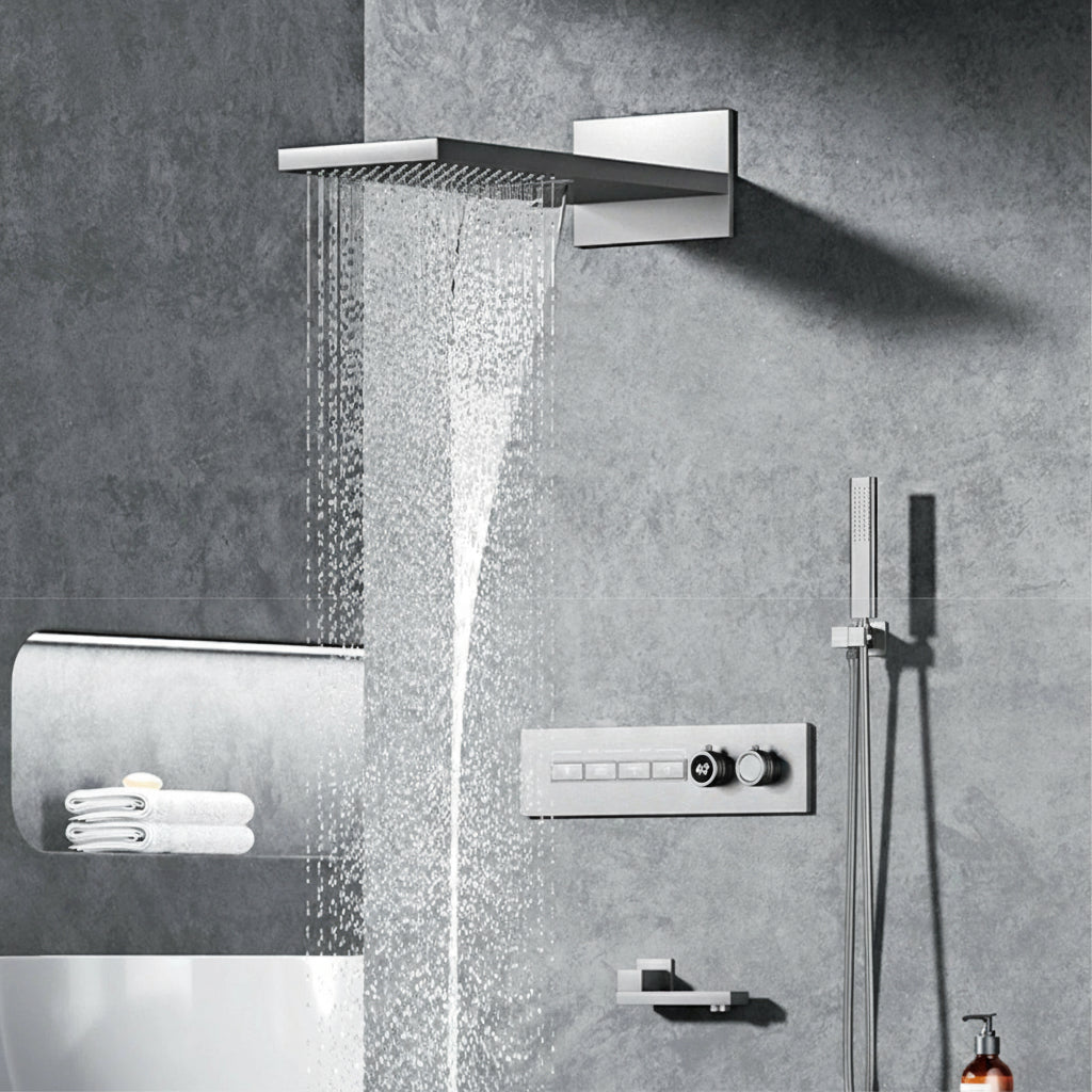 Black brass wall-mounted shower system for bath from 𝕄𝕔 𝕋𝕙𝕖 𝔹𝕝𝕒𝕔𝕜 𝔻𝕚𝕒𝕞𝕠�
