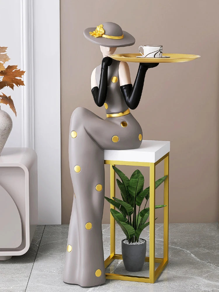 Decorative figurines from MC THE BLACK DIAMOND on a tray, styled for living room foyer or TV cabinet decoration.
