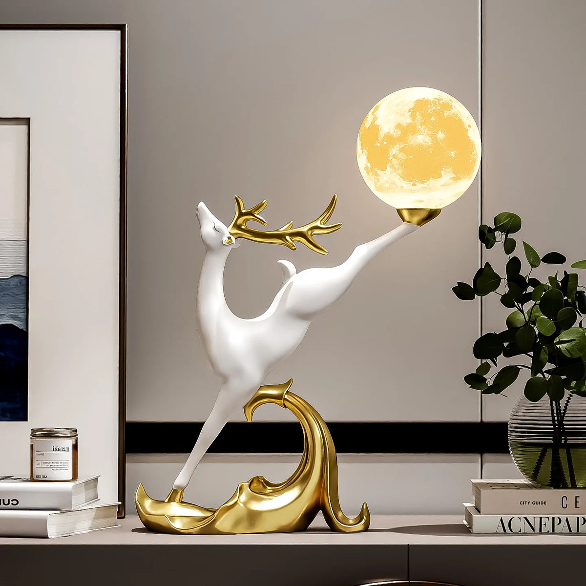 Luxury MC THE BLACK DIAMOND deer figurine for home decor, perfect for living room or TV cabinet display.
