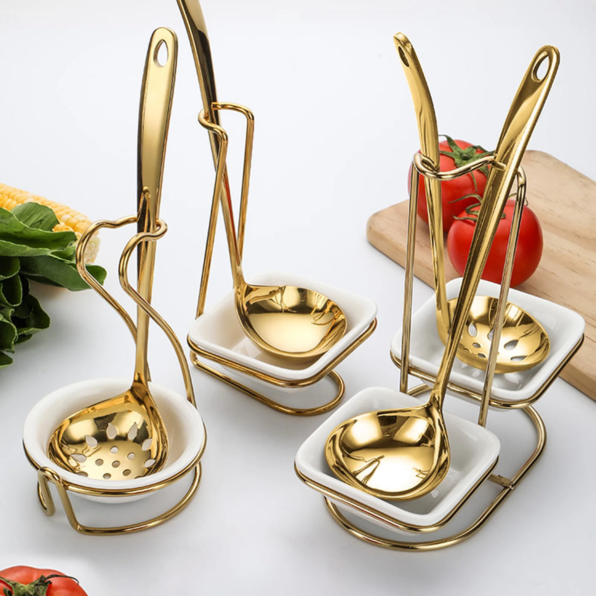 Black ceramic spoon rest holder for hotpot and kitchen counters, by MC THE BLACK DIAMOND, designed for household and restaurant use.
