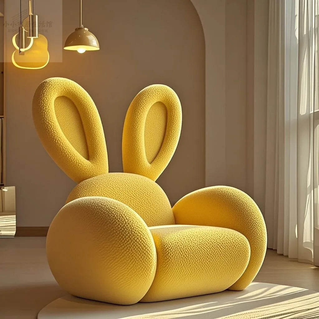 Cream Wind Creative Rabbit fabric sofa by MC THE BLACK DIAMOND featuring plush upholstery and a whimsical rabbit design.