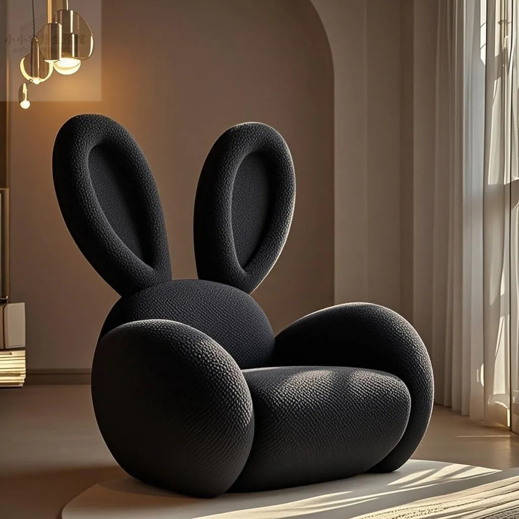 Cream Wind Creative Rabbit Fabric Sofa by MC THE BLACK DIAMOND, showcasing plush upholstery and playful rabbit design in a modern living room setting.