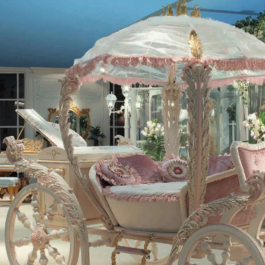 Pink Royal Princess Bed Carriage by MC THE BLACK DIAMOND, a customized French-style home decor bed with ornate details and elegant design.