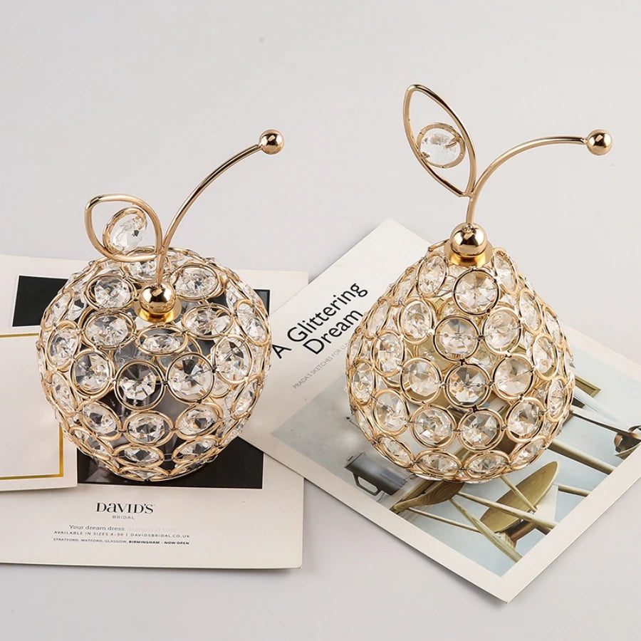 Gold crystal pineapple tabletop centerpiece for home decor by MC THE BLACK DIAMOND, featuring a shiny gold finish and intricate crystal details.