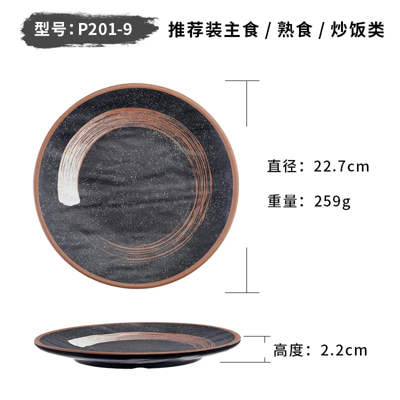Melamine dinner plate set including serving plates, sushi plates, seasoning dishes, dessert bowls, fruit plates, and salad bowls by 𝕄𝕮 𝕋𝕙𝕖 𝔹𝕝𝕒𝕔𝕜 �