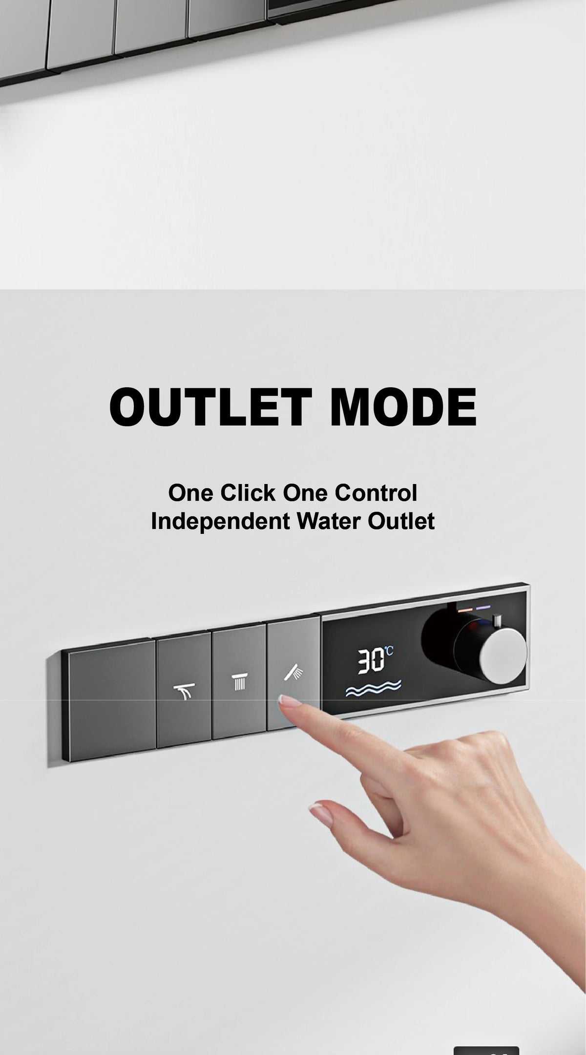 MC THE BLACK DIAMOND LED digital display shower system with three spray modes, featuring modern design and multiple water flow options.