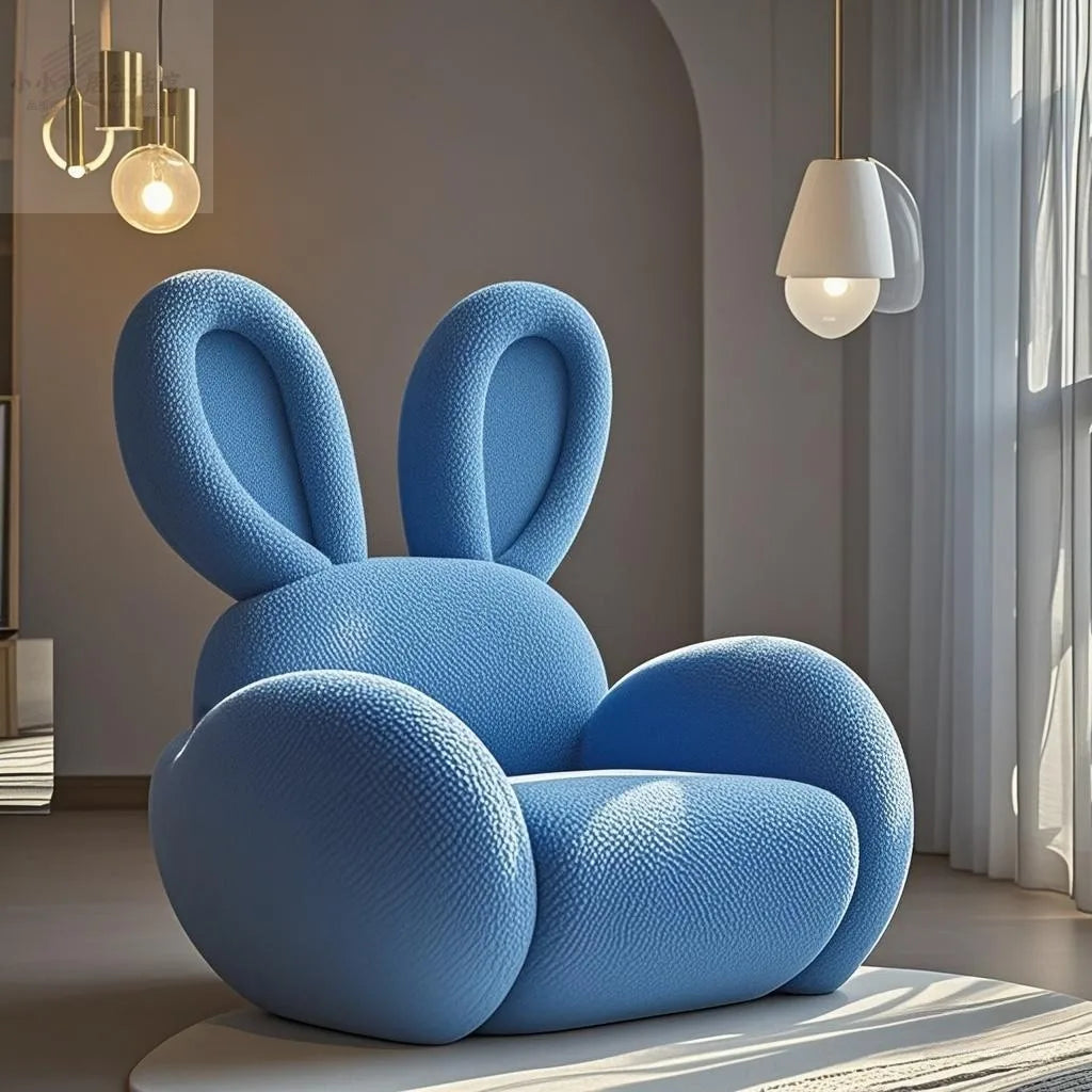 Cream Wind Creative Rabbit fabric sofa by MC THE BLACK DIAMOND, featuring plush cushions and unique rabbit-inspired design.