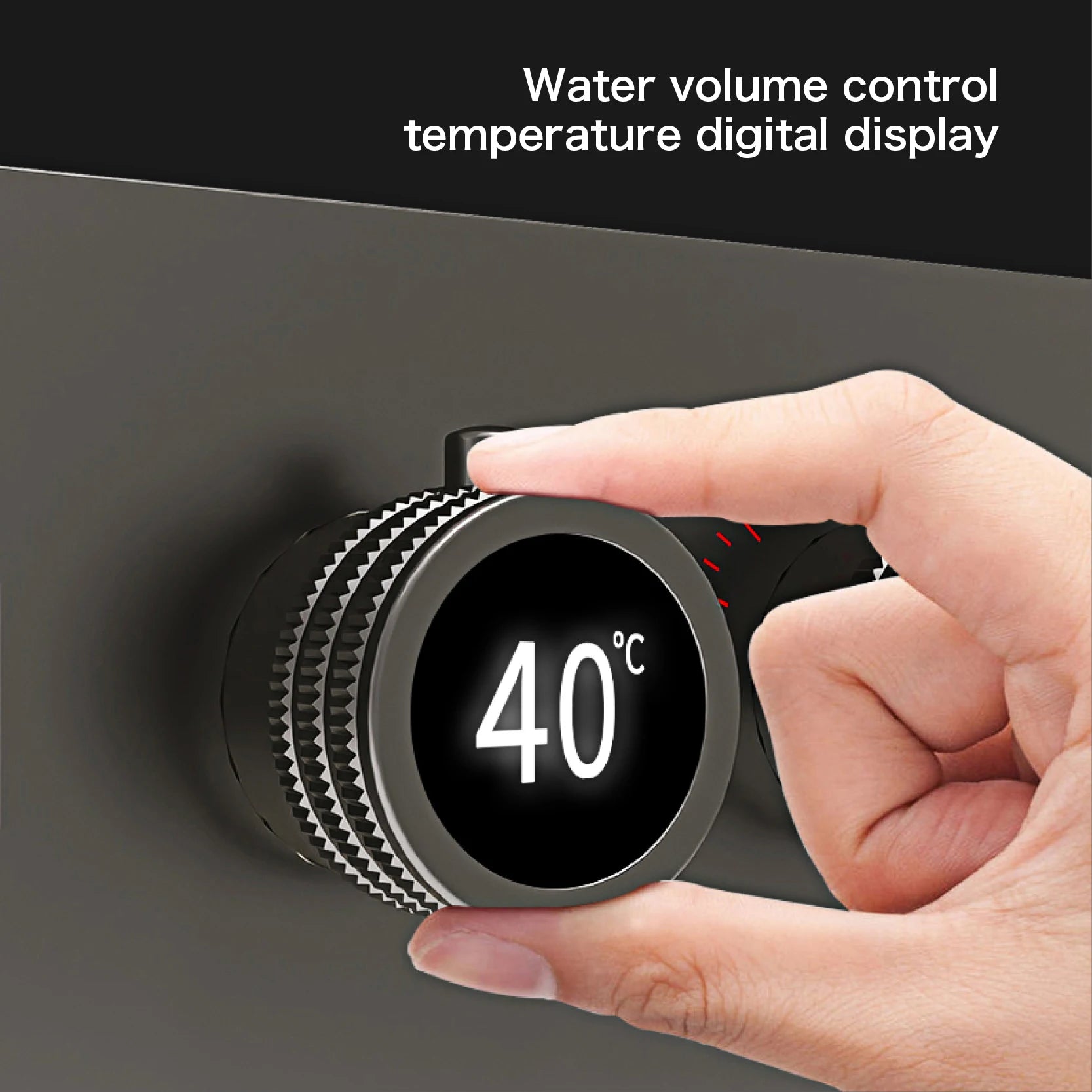 MC THE BLACK DIAMOND LED digital shower system with dual hot and cold water control, featuring a modern bathroom shower faucet.