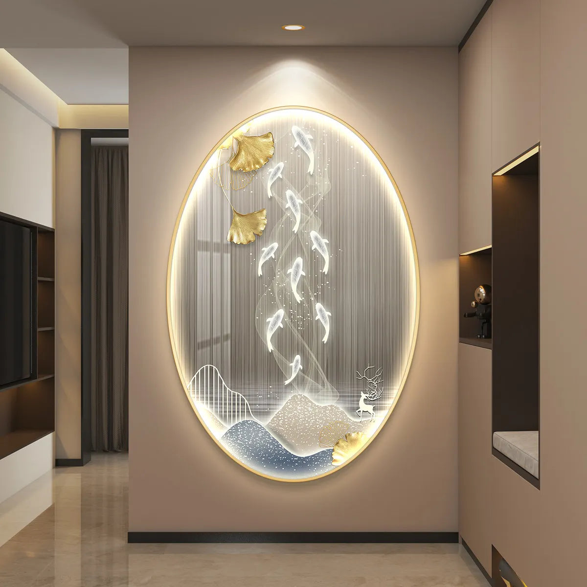 Aesthetic LED wall decor painting poster by MC THE BLACK DIAMOND, featuring luminous art for high-end living room and corridor decoration.