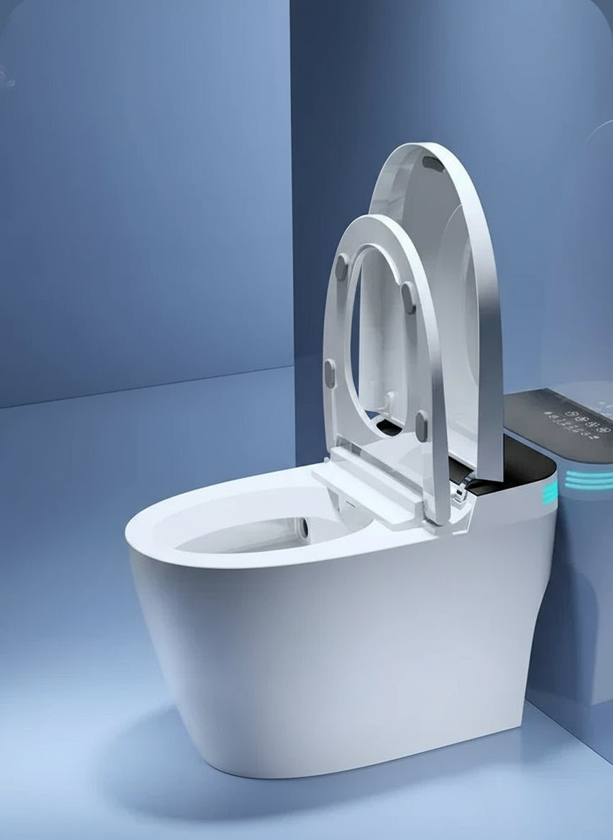 Fully automatic MC THE BLACK DIAMOND smart toilet with voice control, instant hot water, and no water pressure limit.