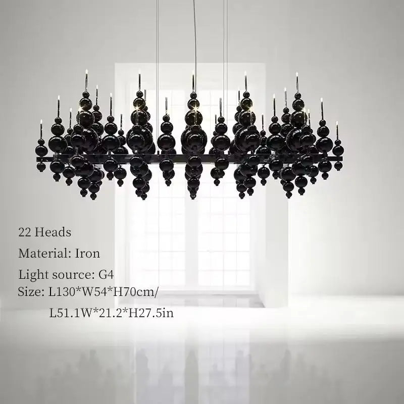 Elegant black chandelier from MC THE BLACK DIAMOND, luxury lighting fixture with intricate design for stylish living room decor