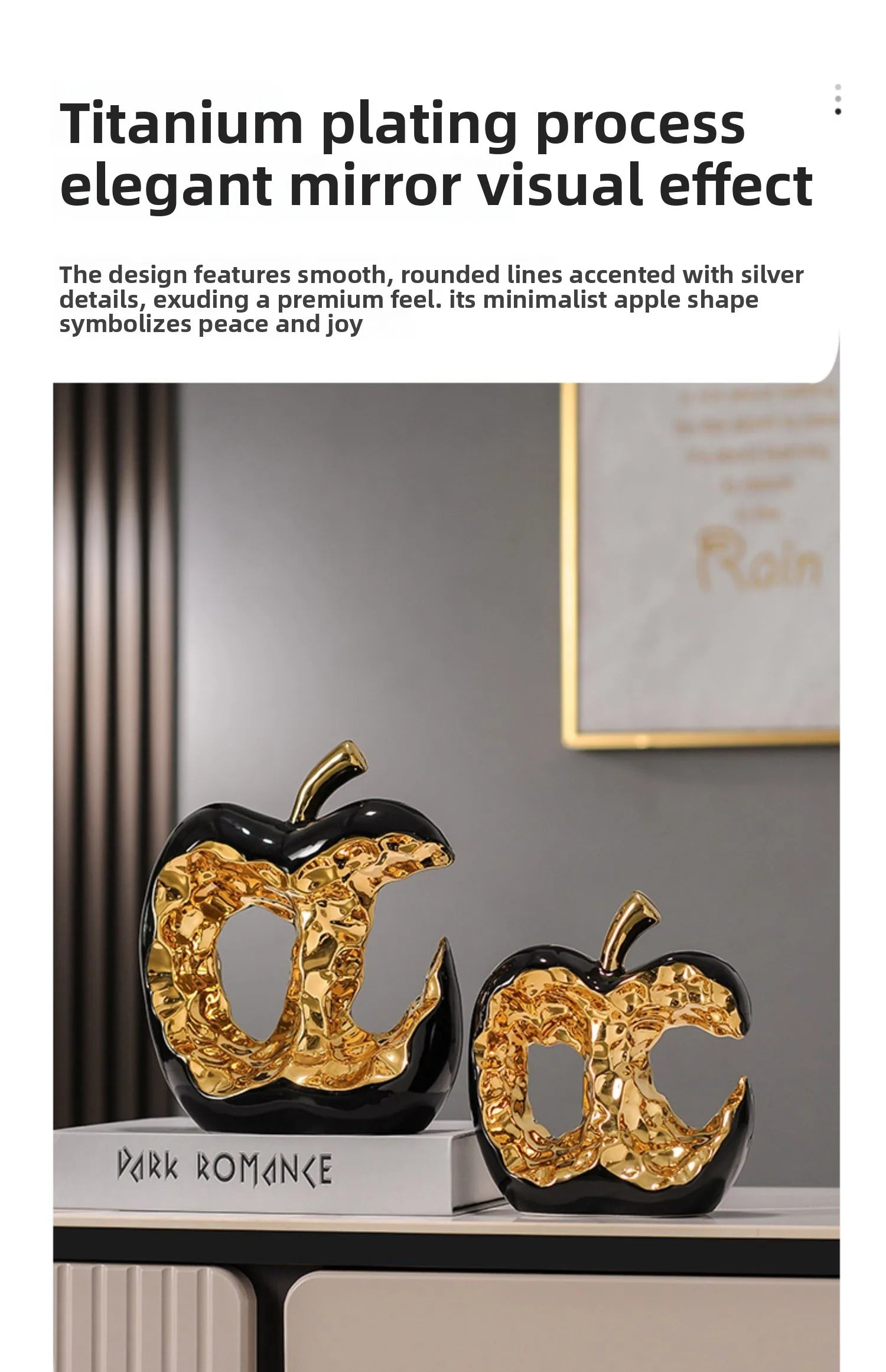 Light luxury ceramic apple ornament by MC THE BLACK DIAMOND, modern decorative figurine for home decor, smooth ceramic finish.