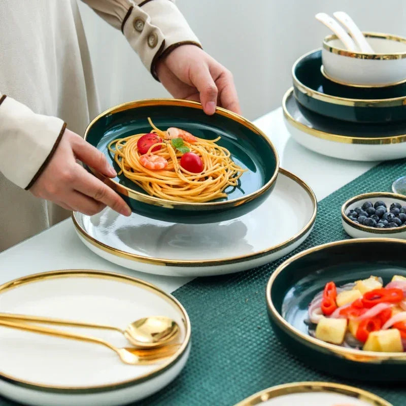 Luxury royal style dinnerware set by MC THE BLACK DIAMOND featuring elegant plates and bowls on a sophisticated table setting.