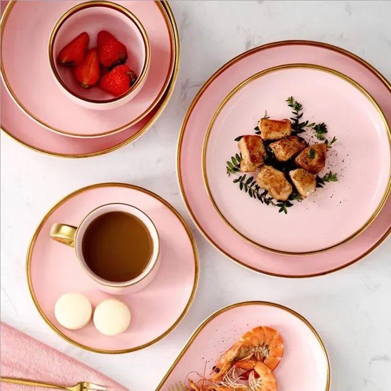Set of MC THE BLACK DIAMOND ceramic kitchen dinnerware sets with plates and bowls, stylish and durable for everyday use.